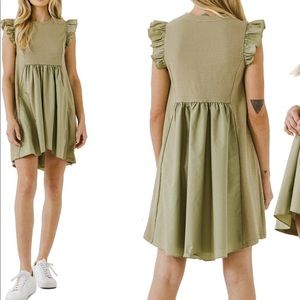 English Factory Mixed Media Ruffle Dress - Size Large